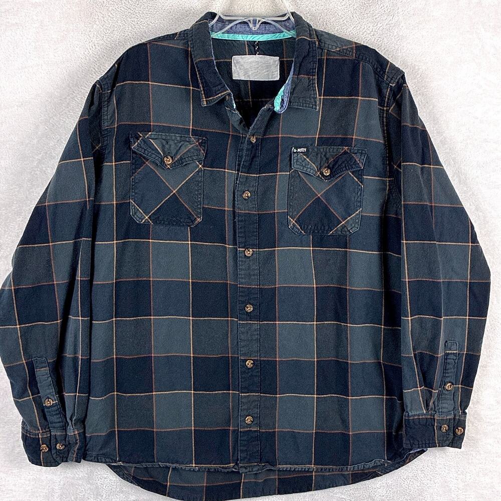 Jetty Shirt Mens XXL Navy Plaid Flannel Preppy Outdoors Skate Grunge Hiking Y2K
